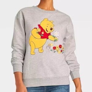 DISNEY Winnie the Pooh with Embroidered Flowers Sweatshirt Size XXL